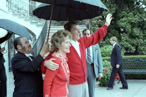 President Reagan waving at the White House on 11 April 1981