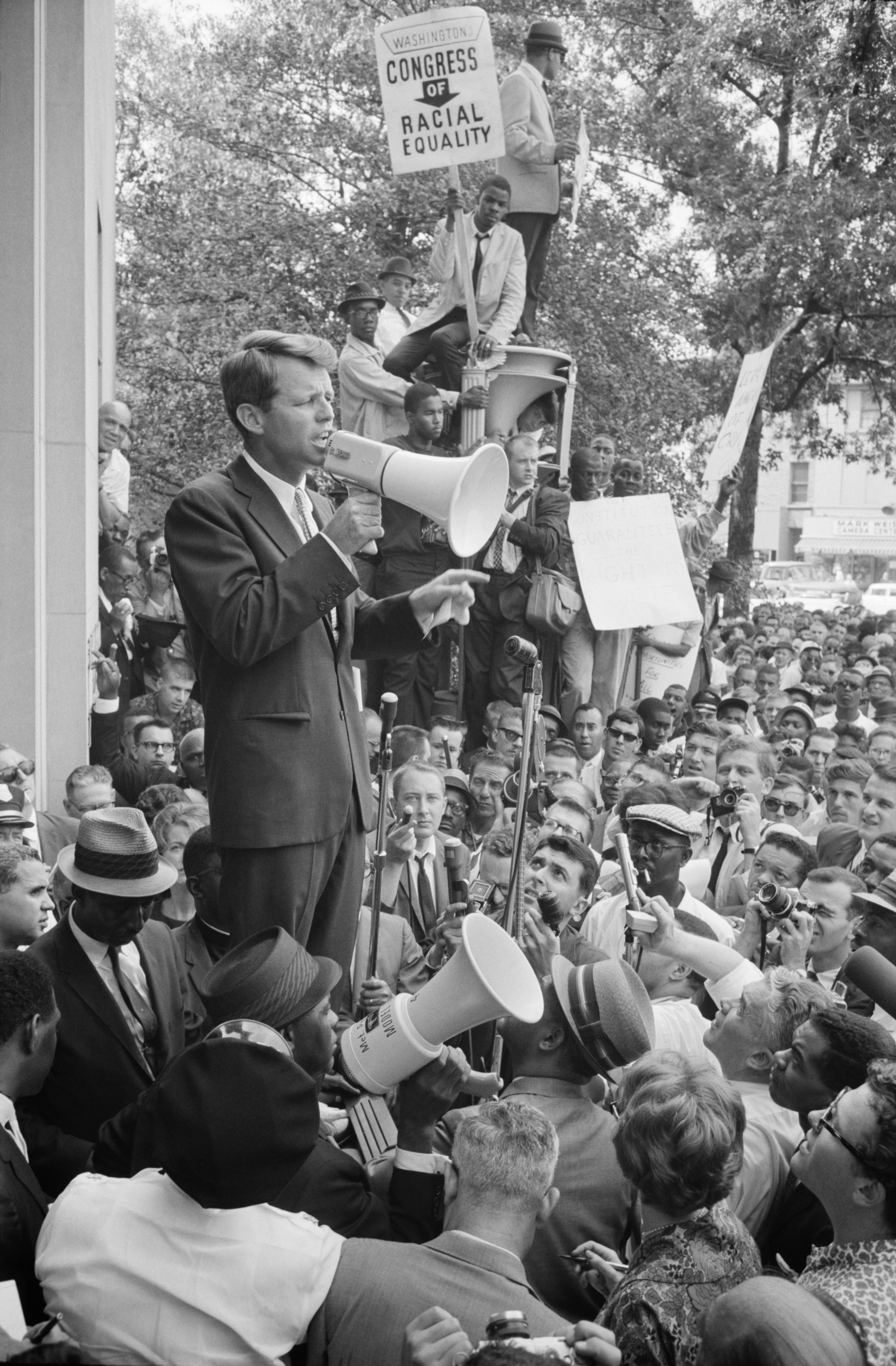 Attorney General Robert F. Kennedy at a CORE rally in June 1963.