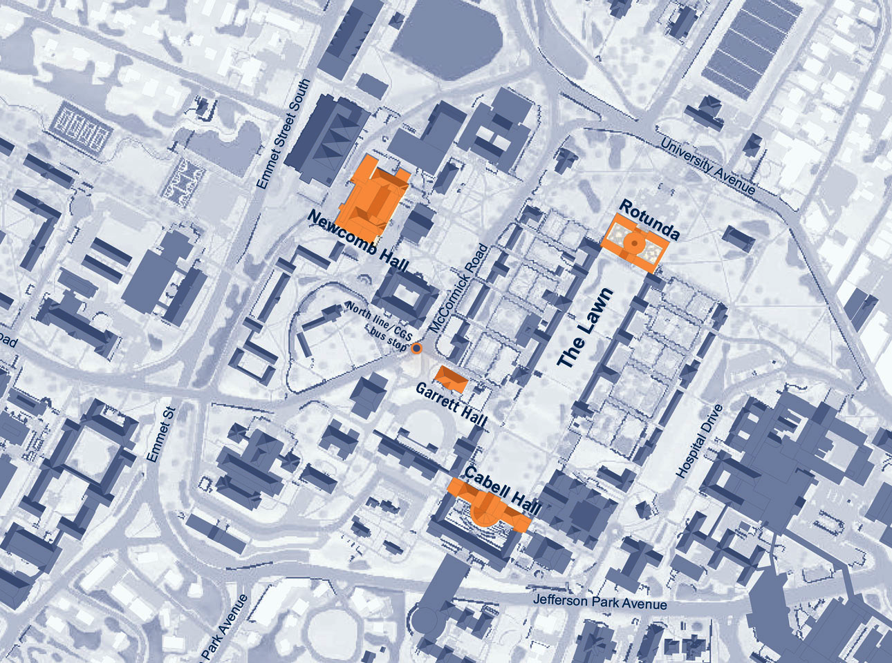 Map of UVA Central Grounds