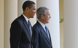 Presidents Obama and George W. Bush