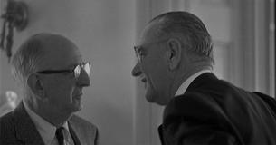 Richard Russell and LBJ talking close to each other 