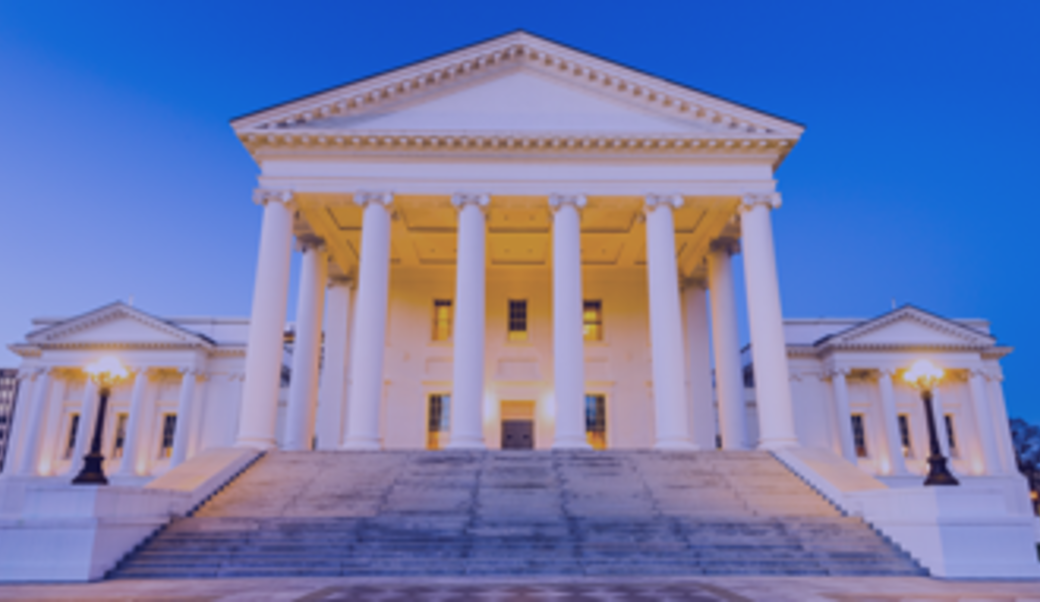 Virginia Capitol building during a glowing evening