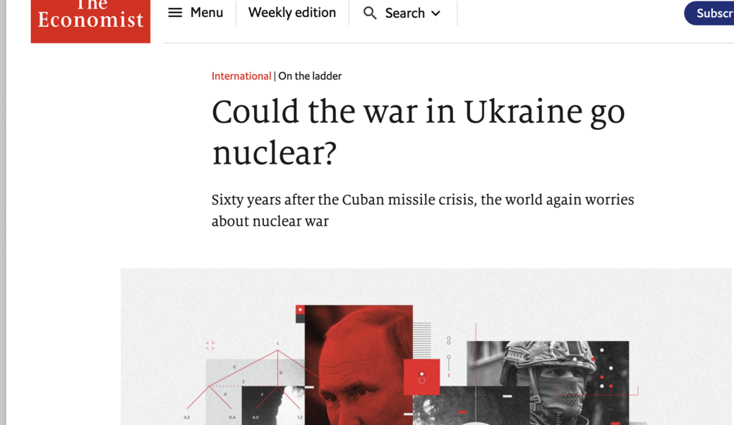 screenshot of Economist headline including image of Vladimir Putin
