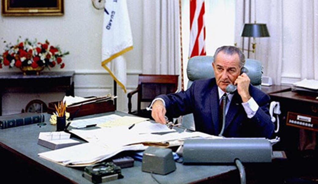 LBJ at his desk
