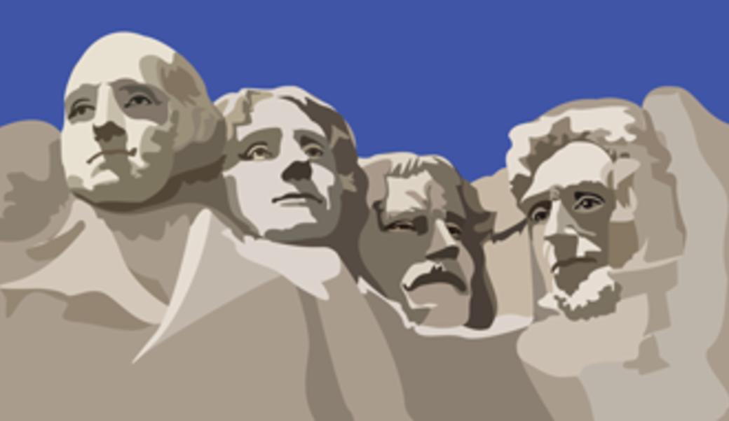 illustration of Mt. Rushmore with blue sky