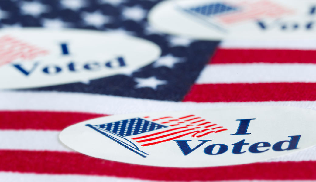 I voted stickers on American flag