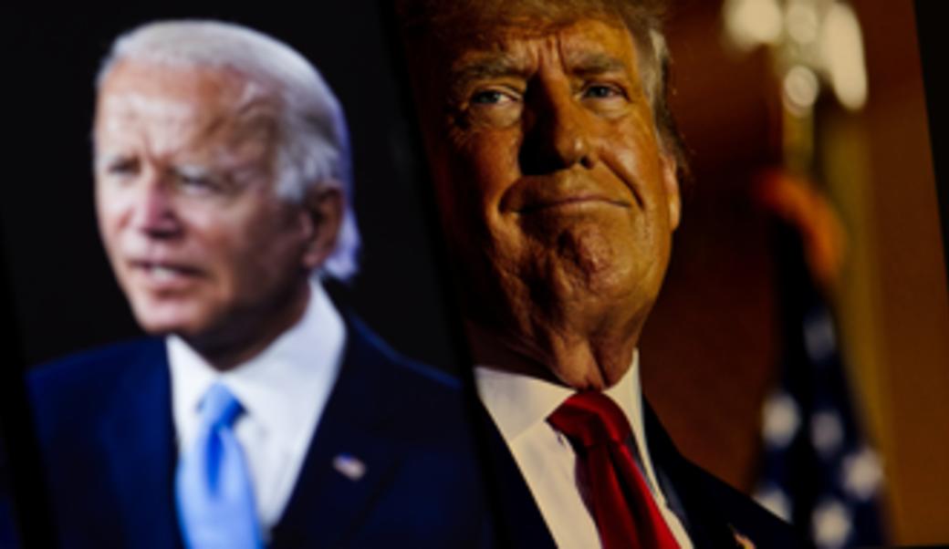Joe Biden headshot next to Donald Trump headshot