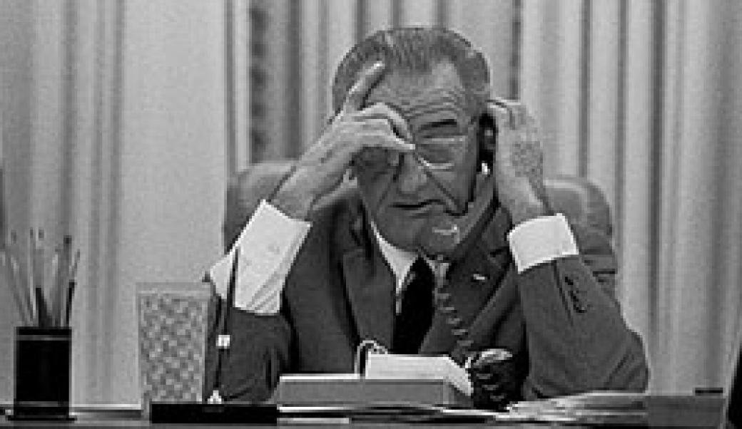 President Johnson on the phone