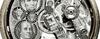 Founding father faces on inner workings of a watch